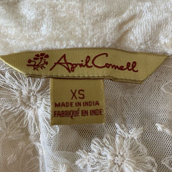 April Cornell Sheer Embroidered Lace Style Duster Long Cardigan Open Sz XS Blush - Picture 5 of 6